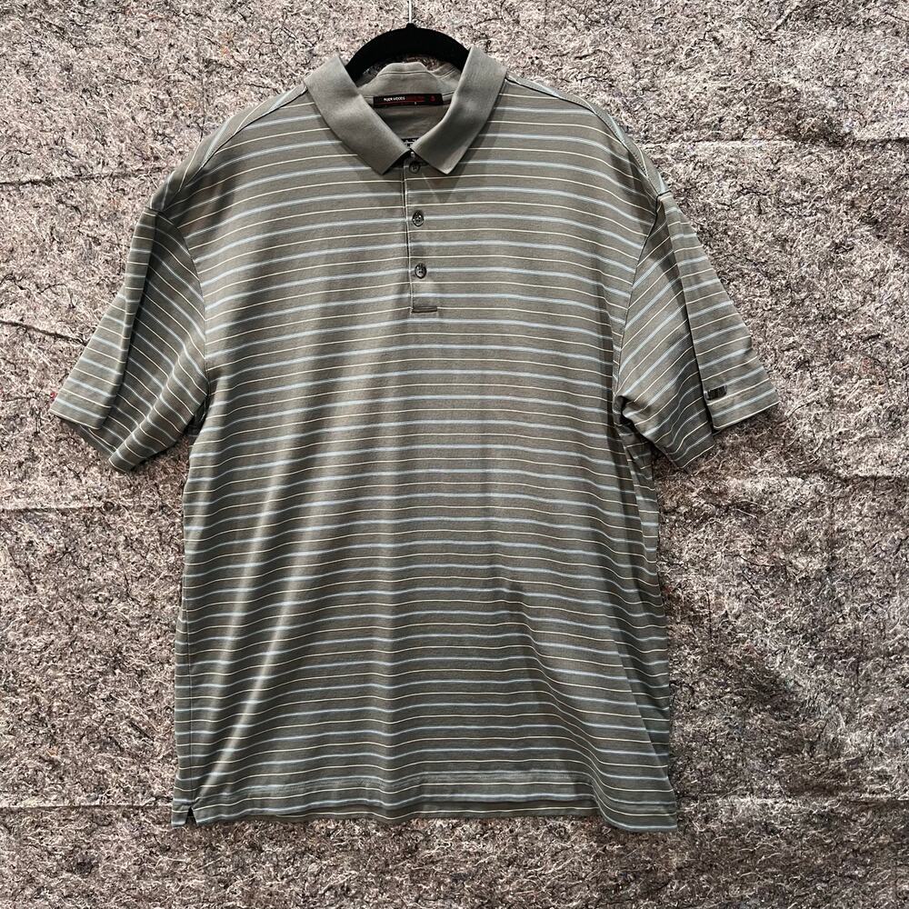 Nike - Tiger Woods Collection Golf Shirt - Men's XL - Gray Blue Stripes Polo